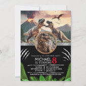Invitation Prehistoric Dinosaur T-rex Birthday Party (Devant)