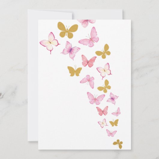 Invitation Premier 1er anniversaire aquarelle Papillon et Fle (Dos)