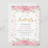 Invitation Premier 1er anniversaire Aquarelle Papillons (Devant)