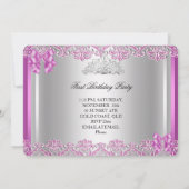 Invitation Premier 1er Anniversaire Filles Lilac Pink Photo T (Dos)