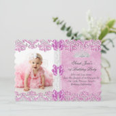 Invitation Premier 1er anniversaire Filles Lilac Pink Photo T (Debout devant)