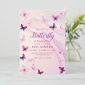 Invitation Premier 1er Anniversaire Moderne Beurre Rose (Debout devant)