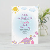 Invitation Premier 1er anniversaire Queen Dinosaur Aquarelle (Debout devant)