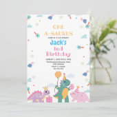 Invitation Premier 1er anniversaire Trois mignons dinosaures (Debout devant)