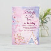 Invitation Premier 1er anniversaire WatercoloBear Libre Papil (Debout devant)