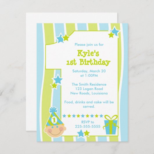Invitation Premier anniversaire (Devant / Derrière)