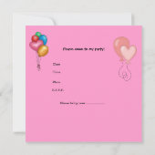 Invitation Premier Anniversaire 1ère fête Coeurs roses mignon (Dos)