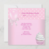 Invitation Premier anniversaire 1ère fille Pink Cupcakes Baby (Dos)