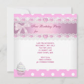 Invitation Premier Anniversaire 1ère Fille Pretty Pink Cupcak (Dos)