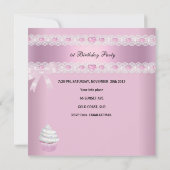 Invitation Premier anniversaire 1ère fille rose princesse Tia (Dos)