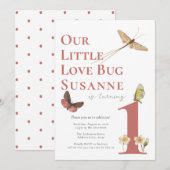 Invitation Premier Anniversaire Amour Bug Baby Girl Invitatio (Devant / Derrière)