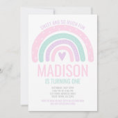Invitation Premier anniversaire arc-en-ciel moderne (Devant)