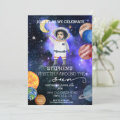 Invitation Premier Anniversaire Astronaut de l'espace Planète (Debout devant)