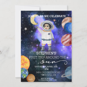 Invitation Premier Anniversaire Astronaut de l'espace Planète