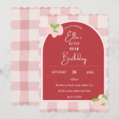 Invitation Premier anniversaire aux fruits rouges (Devant / Derrière)