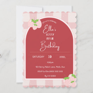 Invitation Premier anniversaire aux fruits rouges