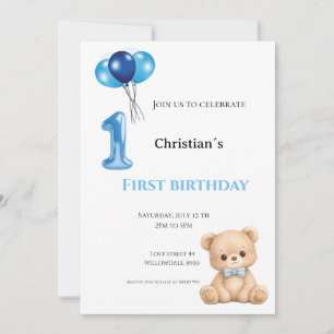 Invitation Premier anniversaire bébé garçon