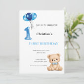 Invitation Premier anniversaire bébé garçon (Debout devant)