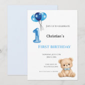 Invitation Premier anniversaire bébé garçon (Devant / Derrière)