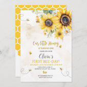 Invitation Premier anniversaire Bee Sunflower (Devant / Derrière)