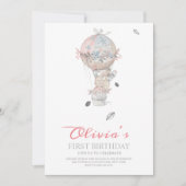 Invitation Premier anniversaire Boho Hot air ballon fête anni (Devant)