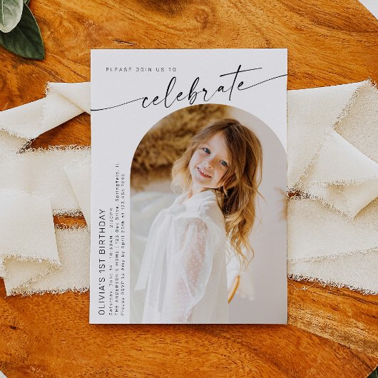 Invitation Premier anniversaire, Boho Photo BIrthday