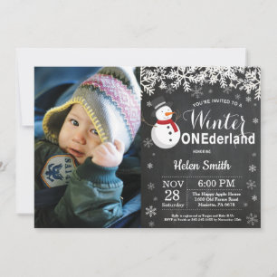 Invitation Premier Anniversaire Bonhomme de Neige Onederland
