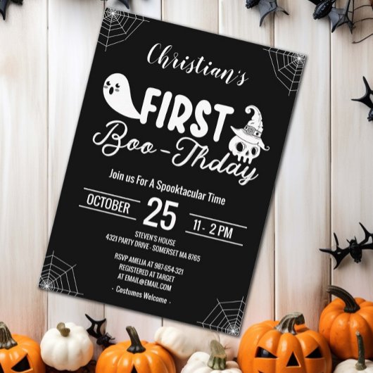 Invitation Premier anniversaire Boo-thday personnalisé Hallow