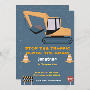 Invitation Premier anniversaire Boys de construction