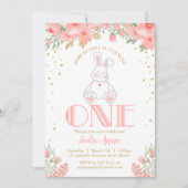 Invitation Premier anniversaire Bunny Anniversaire Blush Pink (Devant)