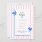 Invitation Premier Anniversaire Chinoiserie Ruffle Cake Bows (Devant)