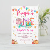 Invitation Premier anniversaire Citrouille Automne automne aq (Debout devant)