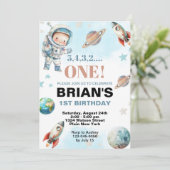 Invitation Premier anniversaire dans l'espace (Debout devant)