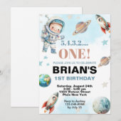 Invitation Premier anniversaire dans l'espace (Devant / Derrière)