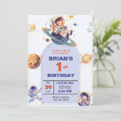 Invitation Premier anniversaire dans l'espace (Debout devant)