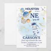 Invitation Premier anniversaire dans l'espace (Devant / Derrière)