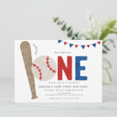 Invitation Premier anniversaire de base-ball sportif minimali (Debout devant)