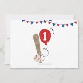 Invitation Premier anniversaire de base-ball sportif minimali (Dos)