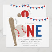 Invitation Premier anniversaire de base-ball sportif minimali (Devant / Derrière)