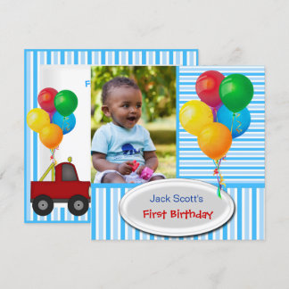 Invitation Premier anniversaire de bébé garçon 1er Coloré