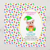 Invitation Premier anniversaire de bébé mignon (Devant / Derrière)