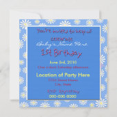 Invitation Premier anniversaire de bébé Teddy Bear & Daisies (Dos)