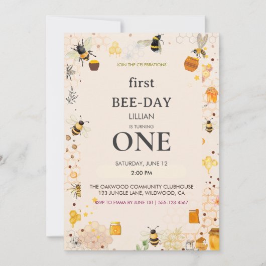 Invitation Premier anniversaire de Bee-Day (Devant)