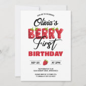 Invitation Premier anniversaire de Berry à la fraise (Devant)