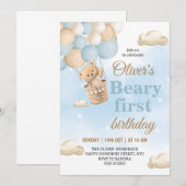 Invitation Premier anniversaire de Blue Beary (Devant / Derrière)
