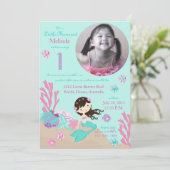Invitation Premier anniversaire de Brunette Mermaid (Debout devant)