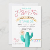 Invitation Premier anniversaire de Cactus Aquarelle Mint Cora (Devant)