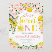 Invitation Premier anniversaire de citron, fête d'anniversair (Devant / Derrière)