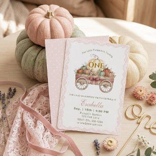 Invitation Premier anniversaire de citrouille, fille en dente