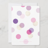 Invitation PREMIER ANNIVERSAIRE de confettis taches d'or rose (Dos)